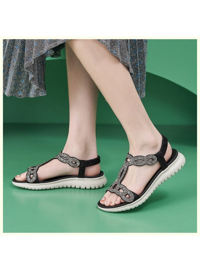 NIBEMINENT Plus Size 35-42 Shoes for Women Summer Elegant Women Platform Wedges Comfortable Rhinestone Sandalias Beach Shoes  - Image 2