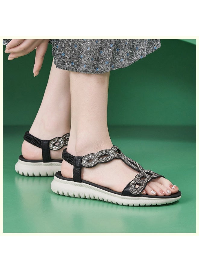 NIBEMINENT Plus Size 35-42 Shoes for Women Summer Elegant Women Platform Wedges Comfortable Rhinestone Sandalias Beach Shoes  - Image 3