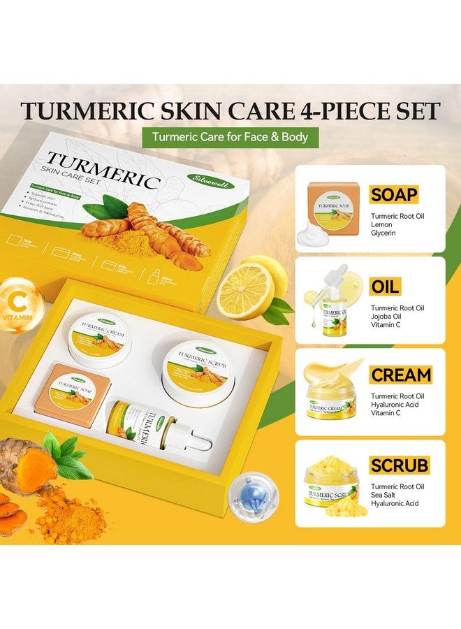Silvercell Turmeric Skin Care Set with Vitamin C, Turmeric Skincare Set Birthday Gifts for Women, Skin Care Kit for Anti-Aging Hydrating, Face Care with Turmeric Soap Bar & Scrub, Turmeric Oil & Face Cream - Image 2