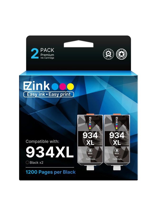 Compatible Ink Cartridge Replacement for HP 934 934XL 934 XL High Yield to use with HP Officejet 6800 6812 6815 6825 6822 6820 OfficeJet Pro 6230 6830 6200 6835 Printer (2 Black)