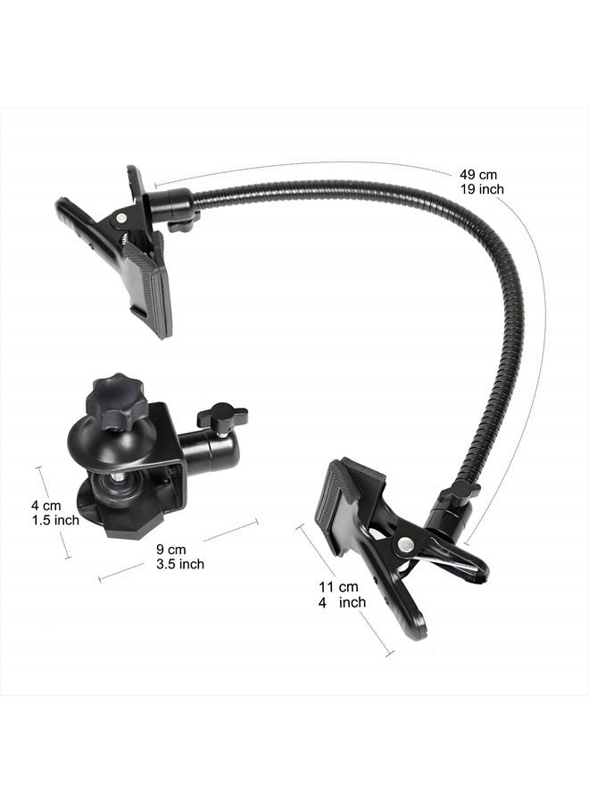 Konseen Photo Studio Light Stand Background Holder U+C-Type Heavy Duty Clamp Clip with Flexible Long Arms Gooseneck Camera Photo Studio Accessories Reflector Photo Camera Studio Set - Image 2