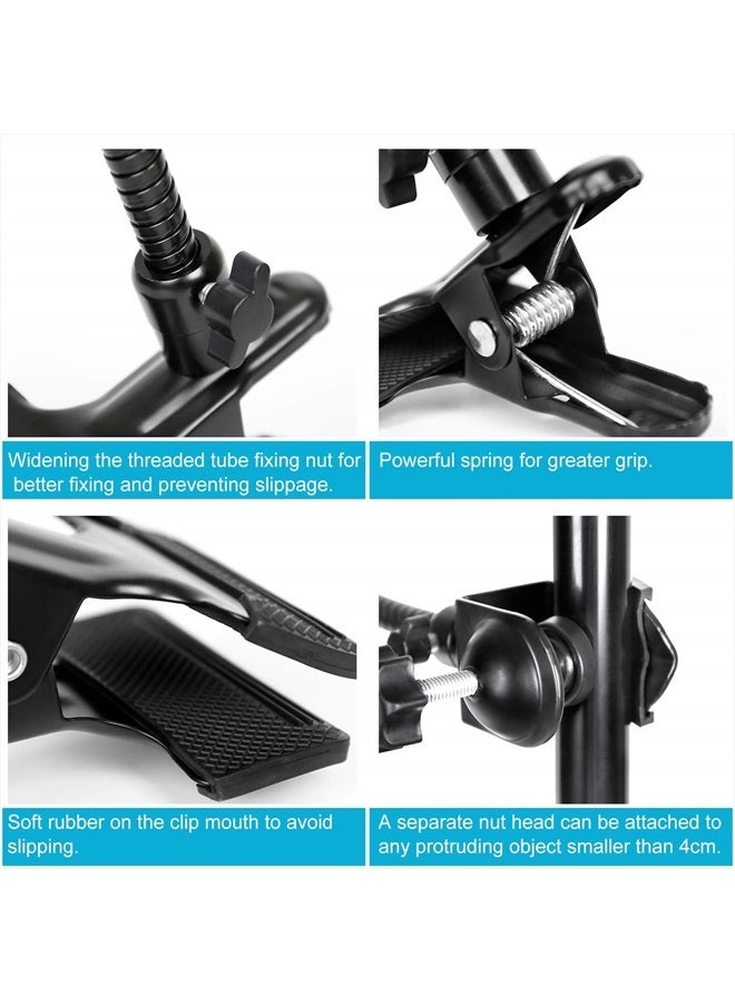 Konseen Photo Studio Light Stand Background Holder U+C-Type Heavy Duty Clamp Clip with Flexible Long Arms Gooseneck Camera Photo Studio Accessories Reflector Photo Camera Studio Set - Image 5