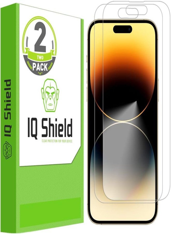 IQShield 2 Pack for iPhone 14 Pro Max (6.7 inch) Screen Protector Easy Install Ultra Thin Smudge Resistant Anti-Scratch Anti-Bubble Clear TPU Film - Image 1