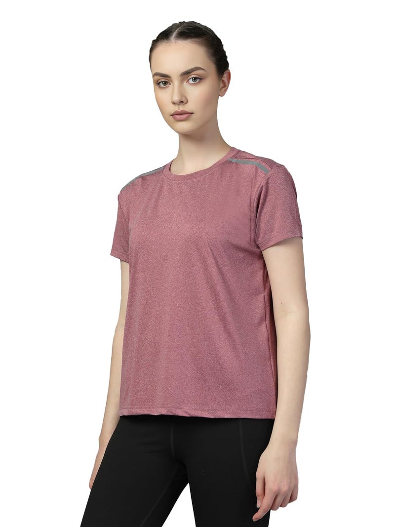 CHKOKKO Gym Tshirt for Women Workout Dry Fit t Shirt Sports Tshirt Lightweight Round Neck Breathable Half Sleeve Activewear Running Yoga Tops for Woman Mroon XXL - Image 1