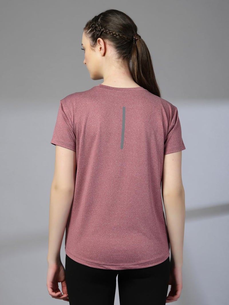 CHKOKKO Gym Tshirt for Women Workout Dry Fit t Shirt Sports Tshirt Lightweight Round Neck Breathable Half Sleeve Activewear Running Yoga Tops for Woman Mroon XXL - Image 4