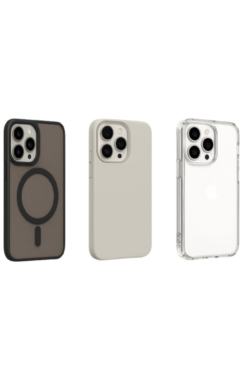 كايس كلوب مجموعة 3 قطع من حافظات iPhone 14 Pro Max - أغطية MagSafe الناعمة الفاخرة المقاومة للصدمات من السيليكون الشفاف والنحيف - Image 1