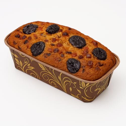 Esslly Bake n Serve - Paper Loaf Pan | 250g Capacity | Brown Floret Design | Size: 158x55x52mm | Pack of 20 | Greaseproof, Oven & Microwave Safe | Elegant & Convenient for Baking. - Image 3
