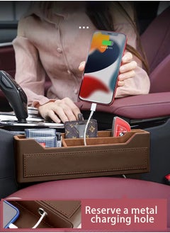 Generic Luxury Car Gap Organizer Leather Storage Box with Fast Charge Ports Anti-Slip Design for any model  - Image 3