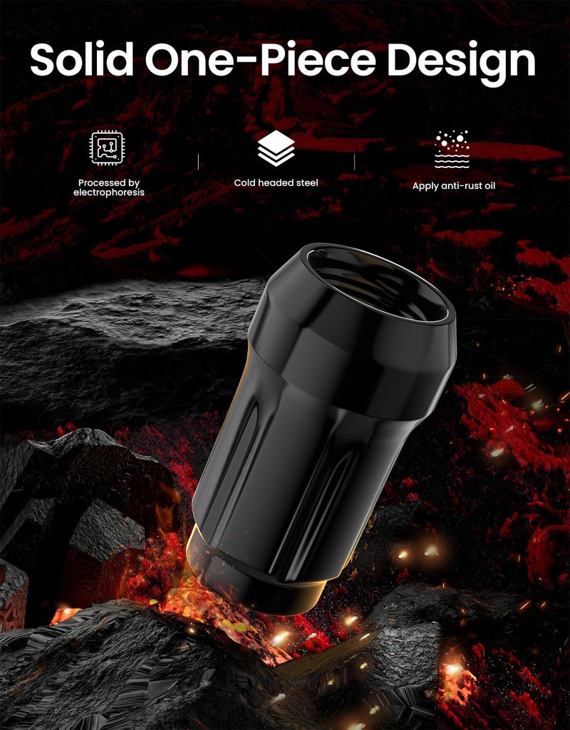 GAsupply 20pcs Black 12x1.5 Lug Nuts, GAsupply Closed End Acorn Spline Tuner Lug Nuts 1.38" 35mm Tall Conical/Cone Seat for Aftermarket Wheels, Pack of 20+1 Socket Key - Image 5