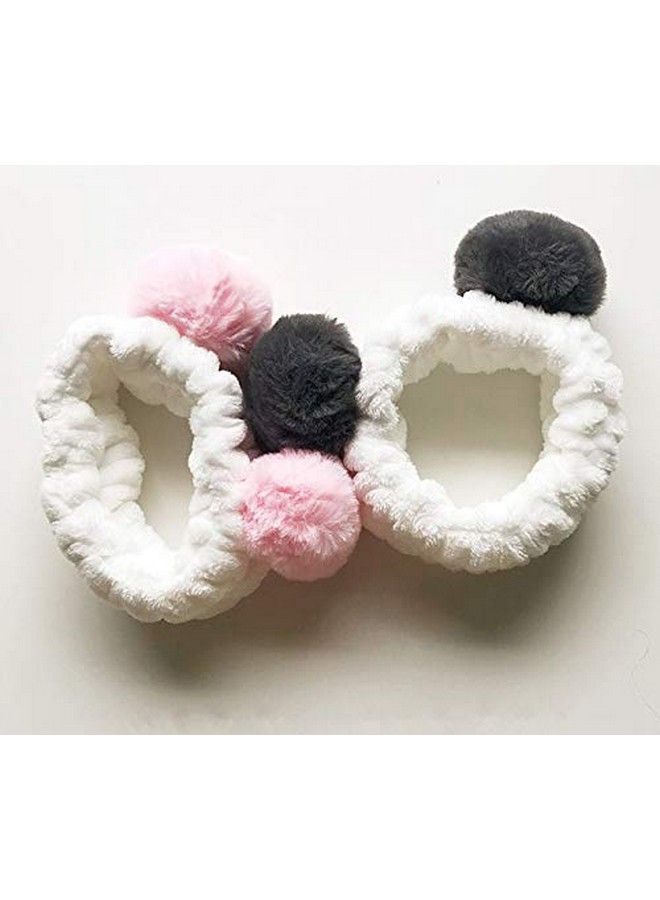 CRIZAN 4 Pack Cute Plush Panda Bear Ear Hair Band For Washing Face Beauty Spa Facial Headband Makeup Running Sport Headband For Women'S Hair Hair Wraps Headbands Spa Non Slip - Image 5