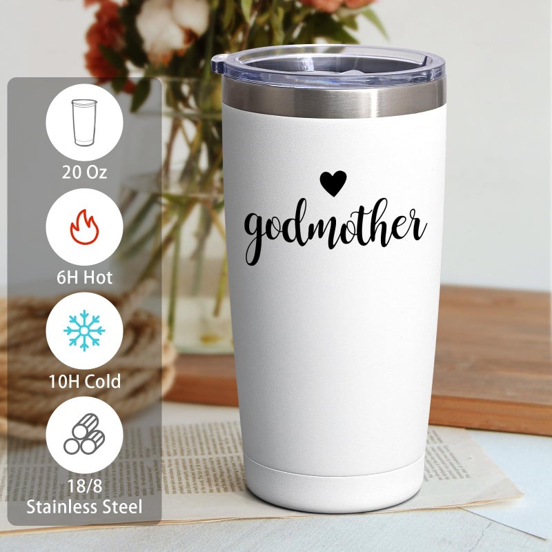 LiqCool Godparents Proposal Tumbler, Godmother & Godfather 20Oz with Keychain & Gift Box Set, Perfect for Baptism or Christmas (Black & White) - Image 4