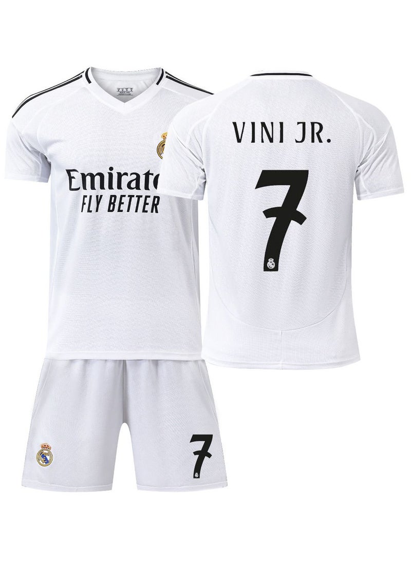 RedMapleTEK - New Season 2-Piece Adult Football Jersey Set, Real Madrid home white Vinicius #7 jersey, Shorts Set, Adult Size, Football Jersey Gift Set - Image 1
