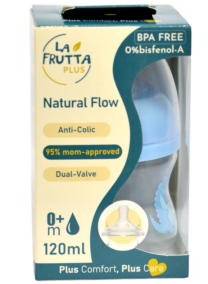 La Frutta Plus Natural Flow Bottle Anti-Colic 120ml (Blue) , BPA FREE, 0%bisfenol - (M:0+) - Image 3