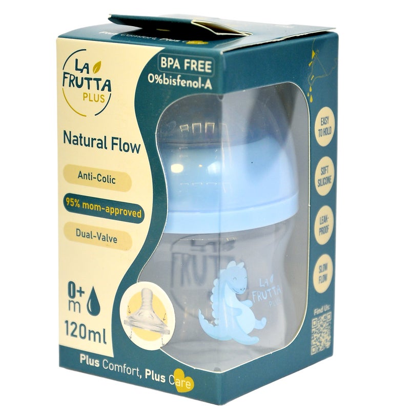 La Frutta Plus Natural Flow Bottle Anti-Colic 120ml (Blue) , BPA FREE, 0%bisfenol - (M:0+) - Image 4