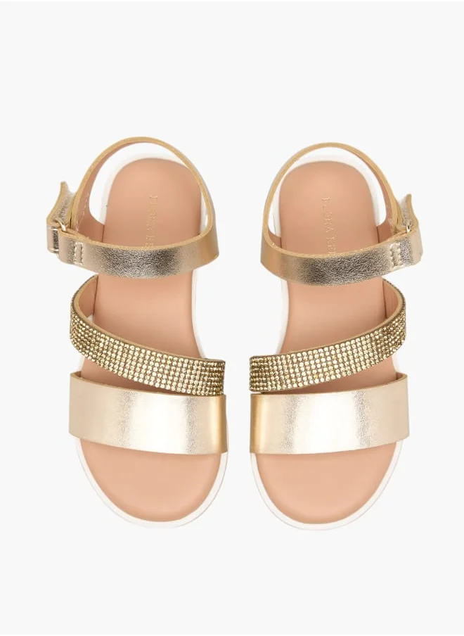 Flora Bella By Shoexpress Girls Solid Sandals With Hook And Loop Closure Ramadan Collection