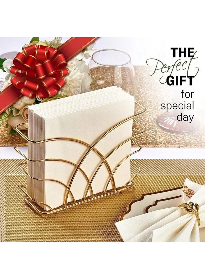 CentraLit حامل المناديل الحديث من سنترا ليت لطاولة الطعام والمطبخ - حامل ورق المناديل لتزيين المنزل، المطعم، منظم الموزع (ذهبي) - Image 3