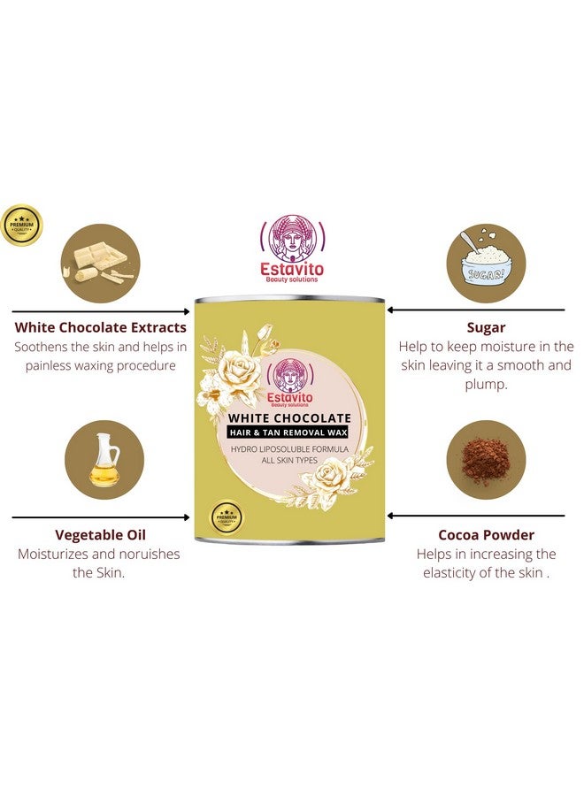 ESTAVITO White Chocolate Wax 800Ml For Hair & Tan Removal Pack Of 2 Get Free 85 Pcs Of Adorn Wax Strips (For Arms Legs And Full Body) - Image 3