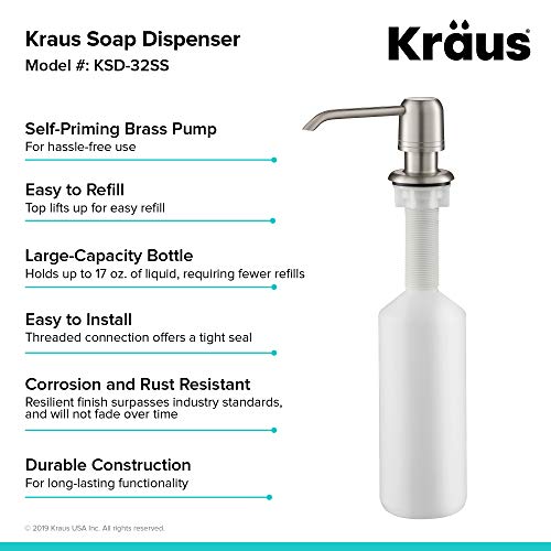 KRAUS Kitchen Soap and Lotion Dispenser in Stainless Steel, KSD-32SS - Image 2