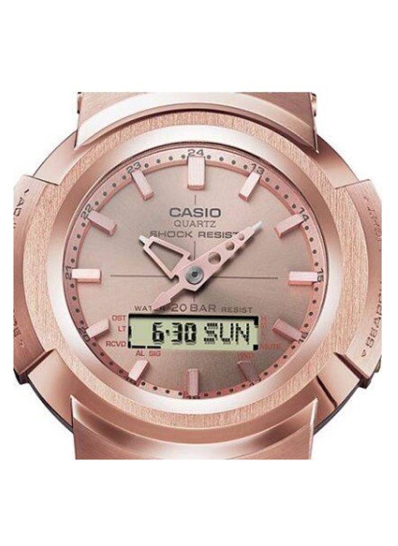 CASIO ساعة يد أنالوج-رقمية للرجال بالكامل من المعدن AWM-500GD-4ADR - Image 4