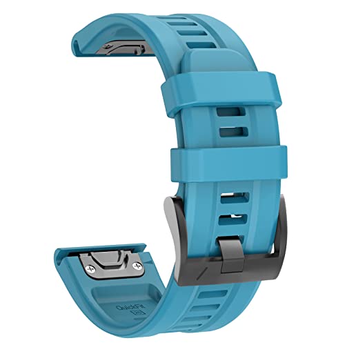 OVERSTEP Compatible with Fenix 7X Band, 26mm Width Soft Silicone Watch Strap for Garmin Fenix 5X/Fenix 5X Plus/Fenix 6X/Fenix 6X Pro Smartwatch (Sky Blue) - Image 2