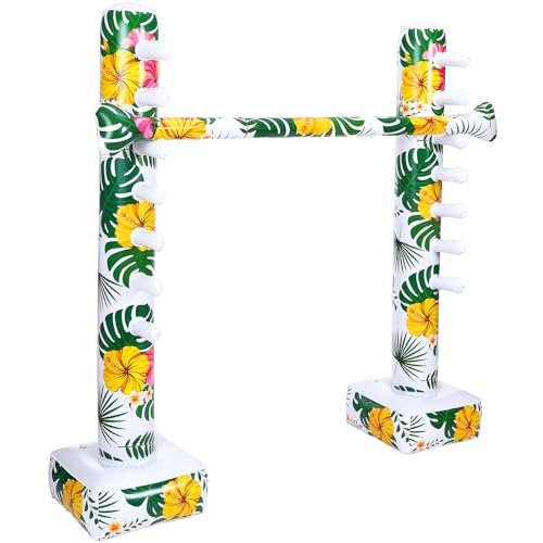 Blueweenly Hawaiian Inflatable Limbo Game 59 Inch Luau Party Games Palm Leaf Aloha Inflatable Decorations Fun Limbo Stick for Party Pole for Adults Tropical Indoor Outdoor Birthday Beach Pool - Image 1