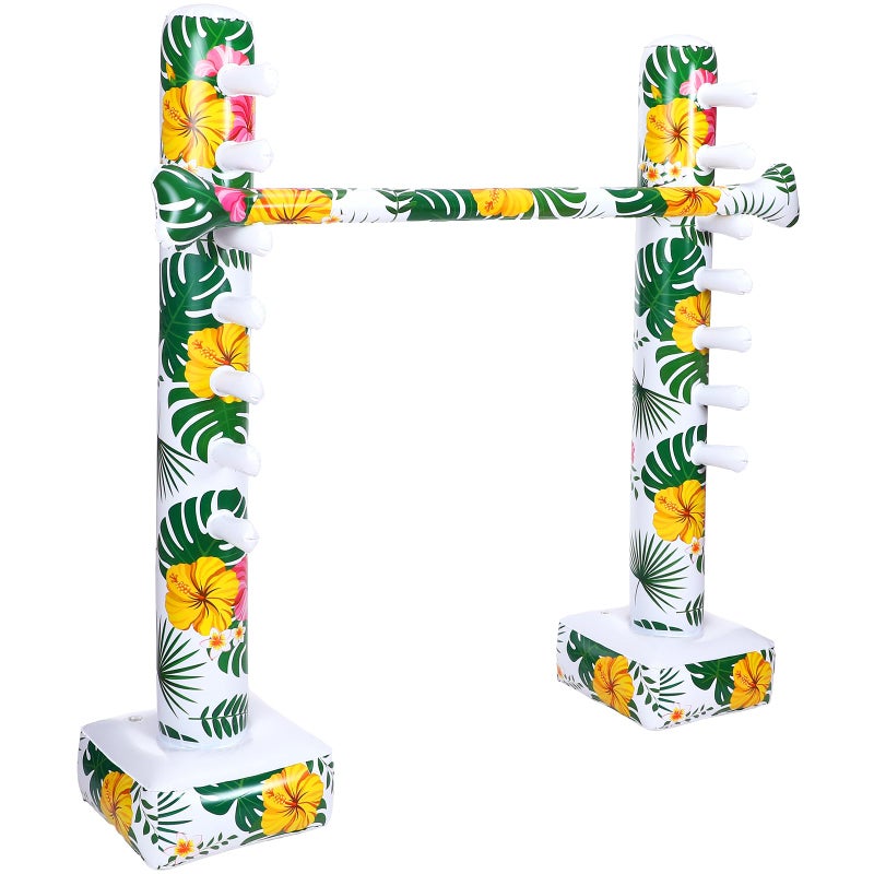 Blueweenly Hawaiian Inflatable Limbo Game 59 Inch Luau Party Games Palm Leaf Aloha Inflatable Decorations Fun Limbo Stick for Party Pole for Adults Tropical Indoor Outdoor Birthday Beach Pool - Image 2