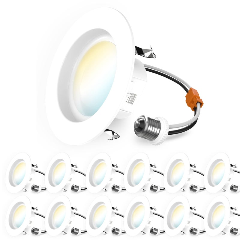 Sunco Lighting Sunco 4 Inch LED Recessed Lights Retrofit, Dimmable Can Lighting, 660 LM, 11W (40W Equivalent), Selectable CCT 2700K/3000K/3500K/4000K/5000K, Smooth Trim, Damp Rated UL 1 Pack - Image 1