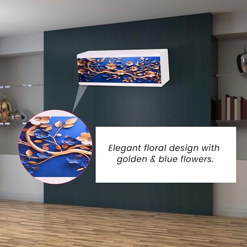 Da Anushi Printed Split Ac Cover Indoor Unit For 1.5 Ton Capacity AC, Inner Unit Ac Cover, All Weather Cover/Attractive Digital Prints/Dustproof/Silken water-resistant Split Ac Cover (Golden Floral) - Image 3