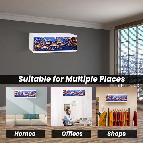 Da Anushi Printed Split Ac Cover Indoor Unit For 1.5 Ton Capacity AC, Inner Unit Ac Cover, All Weather Cover/Attractive Digital Prints/Dustproof/Silken water-resistant Split Ac Cover (Golden Floral) - Image 2