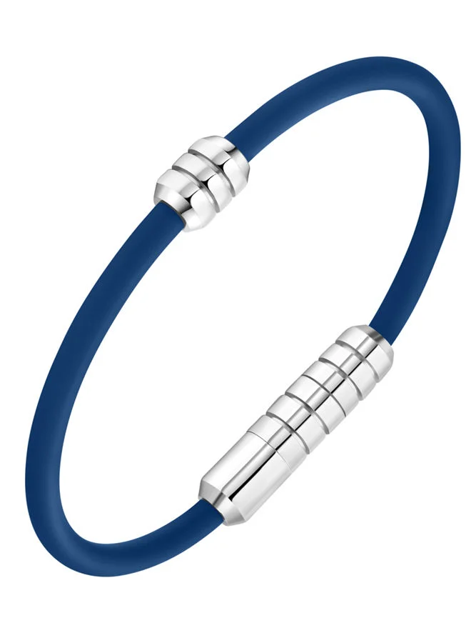 POLICE Kingpins Bracelet for Men Stainless Steel with Blue SiliconPEAGB0005401