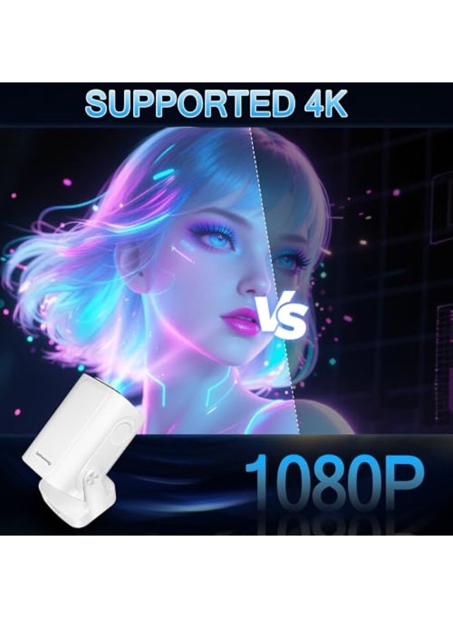 Mini Projector - Auto Focus/Keystone, Native 1080P, 4K Support, Android 11, 200 ANSI, Short Throw, Air Mouse Remote, Ceiling & Wall Projection, Portable Movie Projector - Image 3