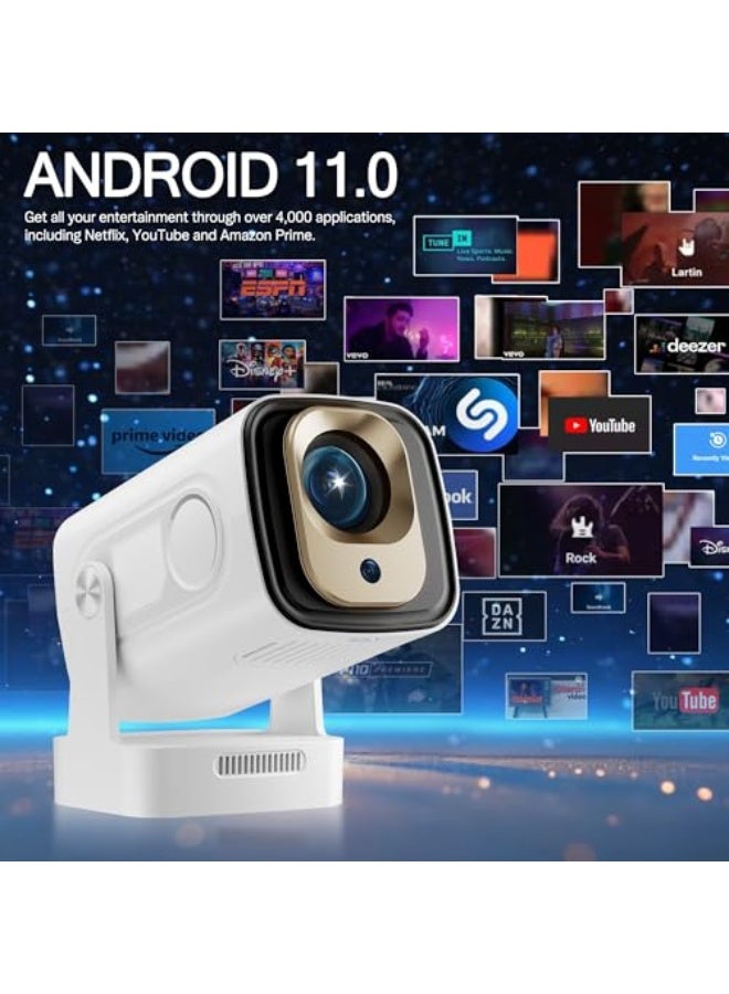 Mini Projector - Auto Focus/Keystone, Native 1080P, 4K Support, Android 11, 200 ANSI, Short Throw, Air Mouse Remote, Ceiling & Wall Projection, Portable Movie Projector - Image 4