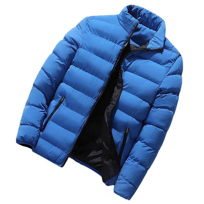 Oversize Warm Down Jacket Mens Windbreaker Thick Coat Dark Blue  - Image 4