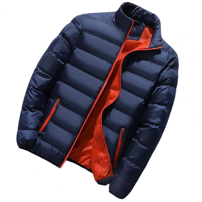 Oversize Warm Down Jacket Mens Windbreaker Thick Coat Dark Blue  - Image 5