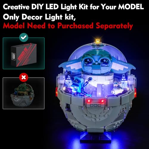 LocoLee Light kit Compatible with Lego Grogu with Hover Pram No Model Only Light LED Lighting Accessories Compatible with Lego The Mandalorian Gugu and The Suspended Stroller 75403 - Image 5