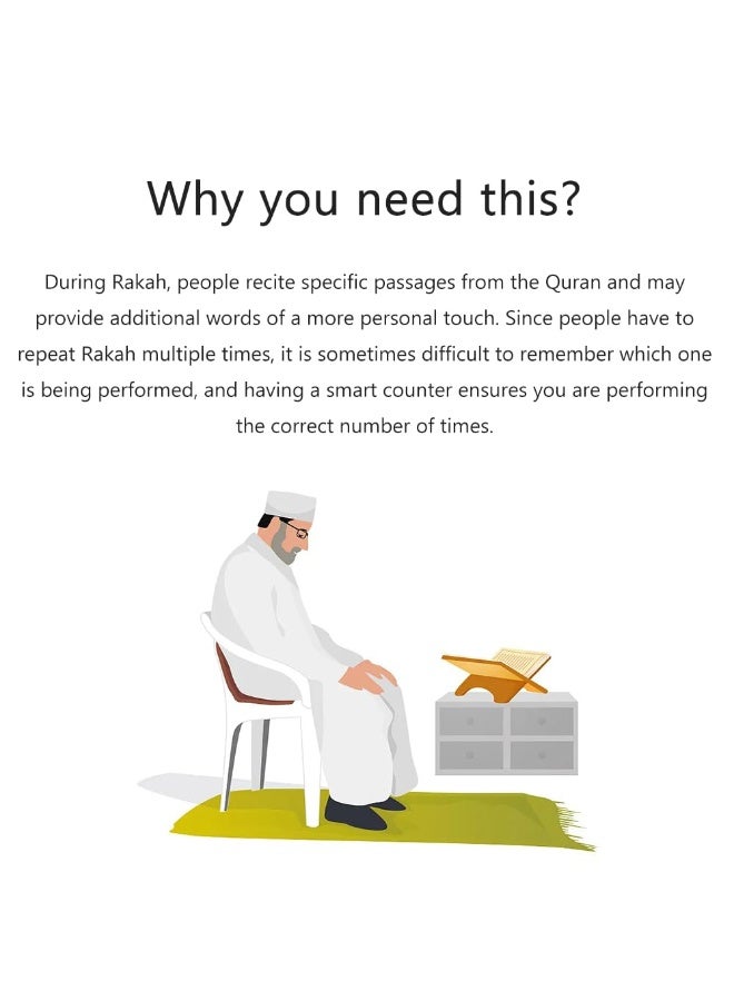 عداد تسبيح رقمي محمول مع عداد ركعات وتذكير بأوقات الصلاة - Image 5
