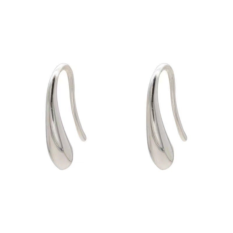 S925 Silver French Teardrop Earrings Simple Chic Clip Water drop ear clip (0.7g) 