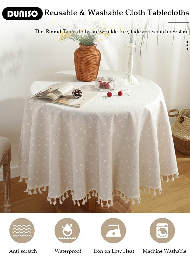 DUNISO Round Tablecloths Polyester Table Cloth Bulk Washable Polyester Fabric Tablecloths Table Cover For Dinning Room Restaurant Party And Kitchen 120cm - Image 3