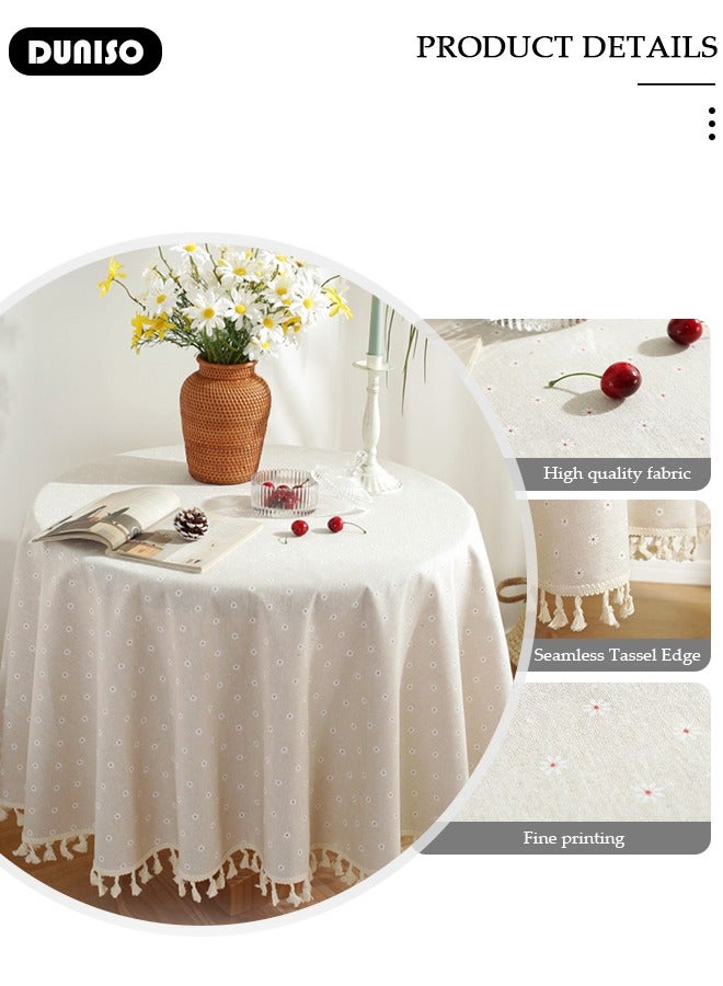 DUNISO Round Tablecloths Polyester Table Cloth Bulk Washable Polyester Fabric Tablecloths Table Cover For Dinning Room Restaurant Party And Kitchen 120cm - Image 4