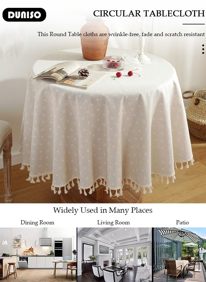 DUNISO Round Tablecloths Polyester Table Cloth Bulk Washable Polyester Fabric Tablecloths Table Cover For Dinning Room Restaurant Party And Kitchen 120cm - Image 5