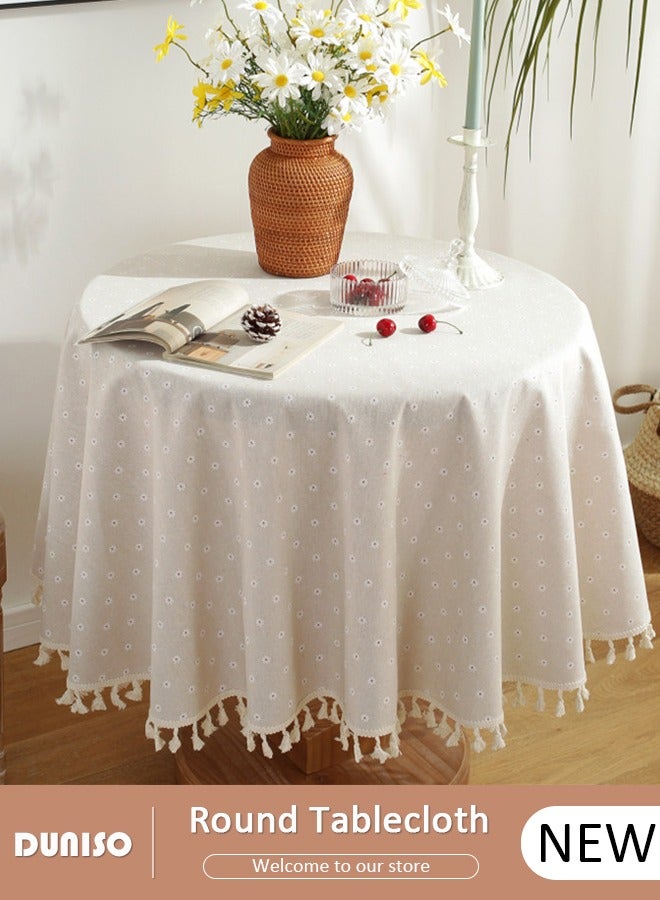 DUNISO Round Tablecloths Polyester Table Cloth Bulk Washable Polyester Fabric Tablecloths Table Cover For Dinning Room Restaurant Party And Kitchen 120cm - Image 1