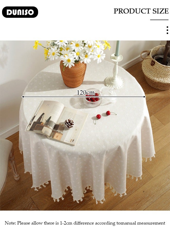 DUNISO Round Tablecloths Polyester Table Cloth Bulk Washable Polyester Fabric Tablecloths Table Cover For Dinning Room Restaurant Party And Kitchen 120cm - Image 2