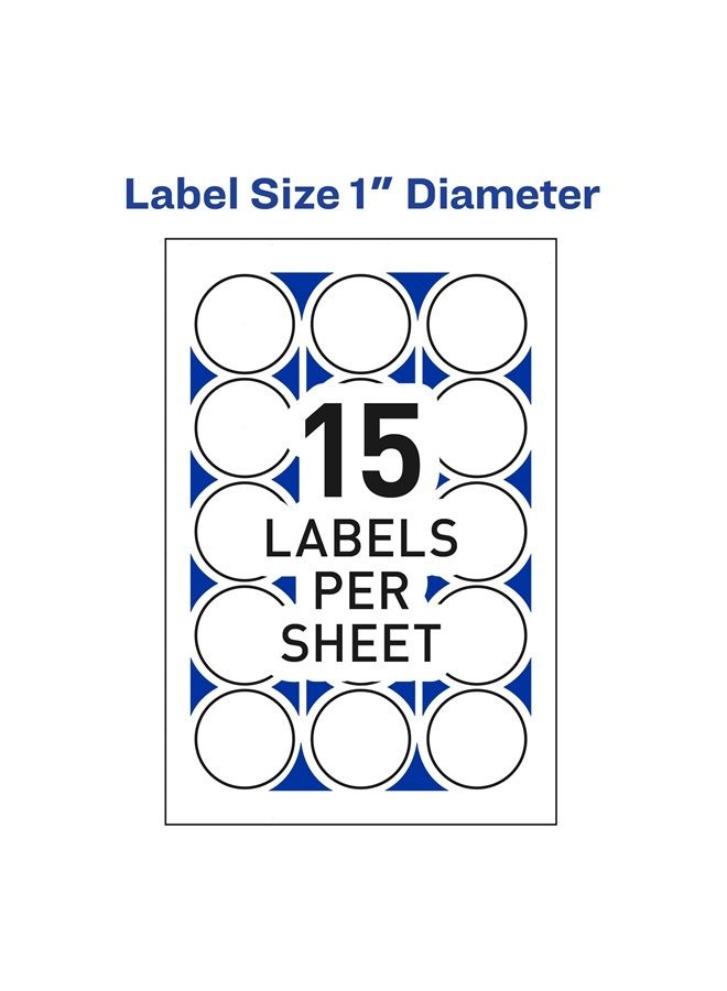 Avery Mailing Seals, 1" Round Labels, White, 600 Printable Mailing Labels (05247) - Image 2