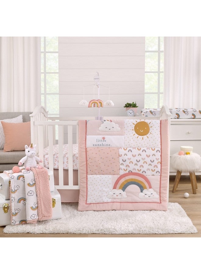 نوجو غطاء وسادة تغيير حفاضات كارتر تشيسينغ رينبو - أبيض، خوخي، أزرق مخضر، وذهبي، بنقشة غيوم ورينبو فائقة النعومة، بتصميم محيطي - Image 2