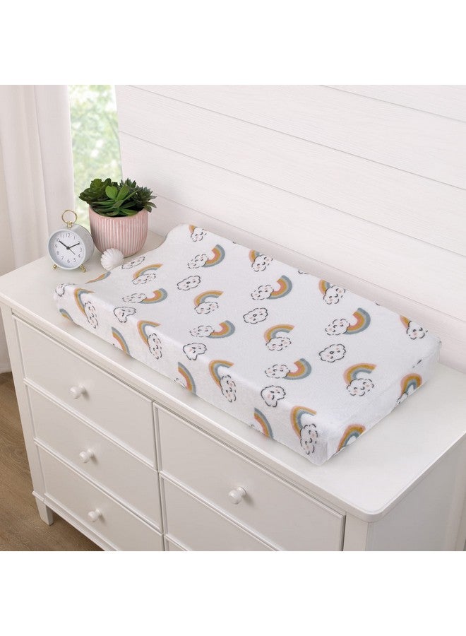 نوجو غطاء وسادة تغيير حفاضات كارتر تشيسينغ رينبو - أبيض، خوخي، أزرق مخضر، وذهبي، بنقشة غيوم ورينبو فائقة النعومة، بتصميم محيطي - Image 1