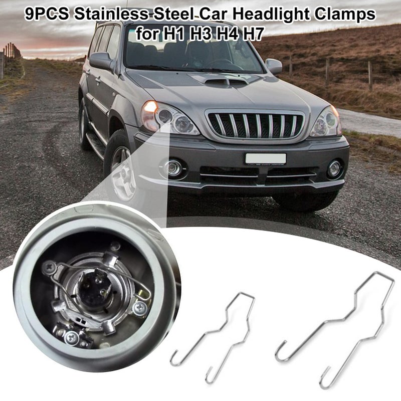 Stainless Steel Headlight Clips: Silver 9-Pack - Rust Resistant Universal Fit, Secure Bulb Installation for DIY Car Enthusiasts, Automotive Lighting Maintenance - Image 4