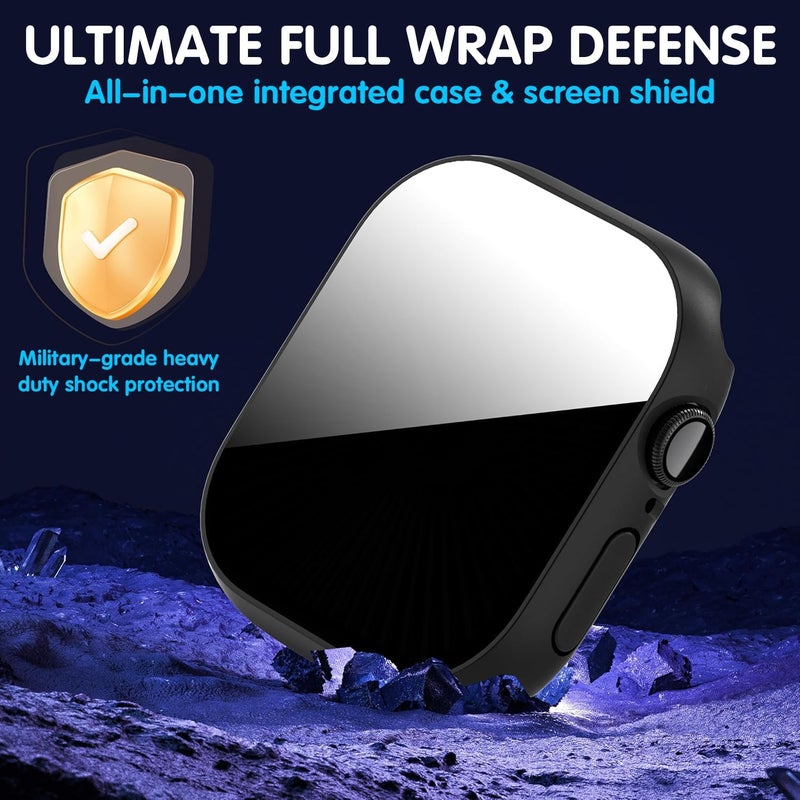 حافظة خصوصية ثلاثية القطع لساعة Apple Watch Series 9/8/7 مقاس 45 مم، [مانعة للتجسس] واقي شاشة زجاجي مقسى فائق الرقة وحافظة لساعة iWatch 9/8/7 مقاس 45 مم - Image 2