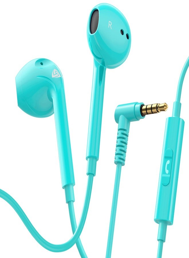 LUDOS Zenith Earphones, 2-Year Warranty, Wired In-Ear Earphones, Headphones with Microphone, Compatible with Samsung, Huawei, iPhone, Players Tablets and Laptops - Turquoise - Image 1