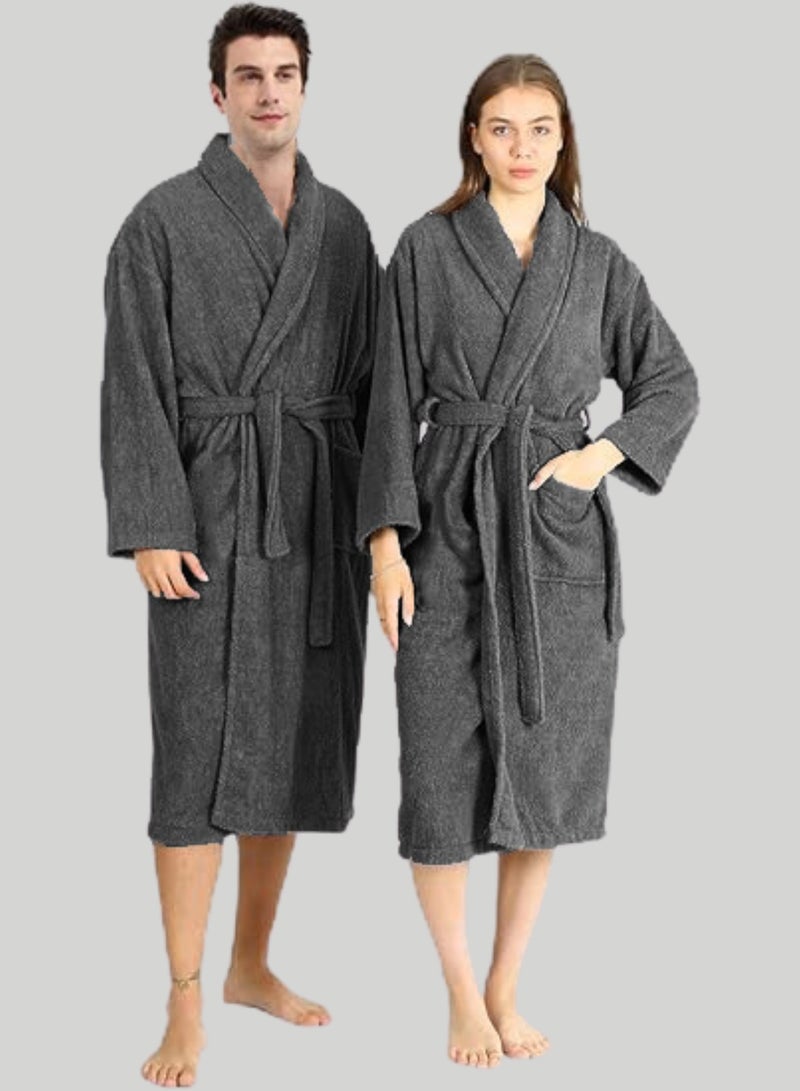 Banotex Men's and Women's Pure Egyptian Cotton Bathrobe, Multi Size, with Side Pockets and Drawstring - Image 1
