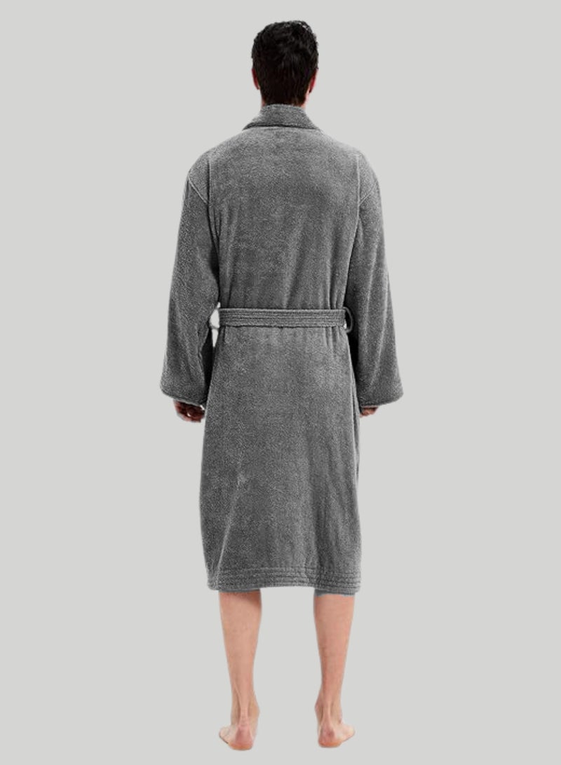 Banotex Men's and Women's Pure Egyptian Cotton Bathrobe, Multi Size, with Side Pockets and Drawstring - Image 2